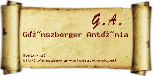 Günszberger Antónia névjegykártya